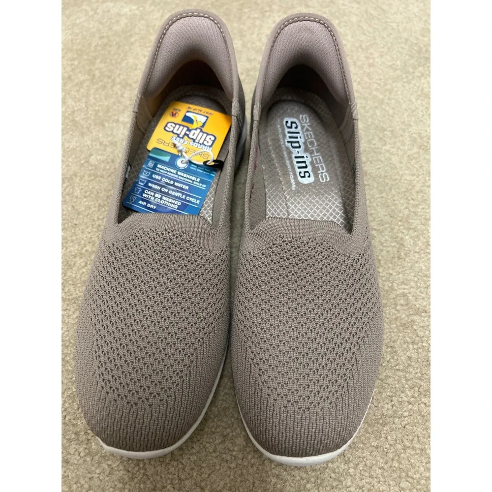 Skechers Hands Free Slip-ins Taupe Knit Sneakers 158873 Womens 8.5 NEW - Picture 3 of 7